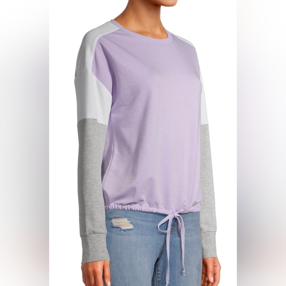 No Boundaries NEW Color Block Cinched Hem Pullover - Lavender/Grey - Picture 4 of 8